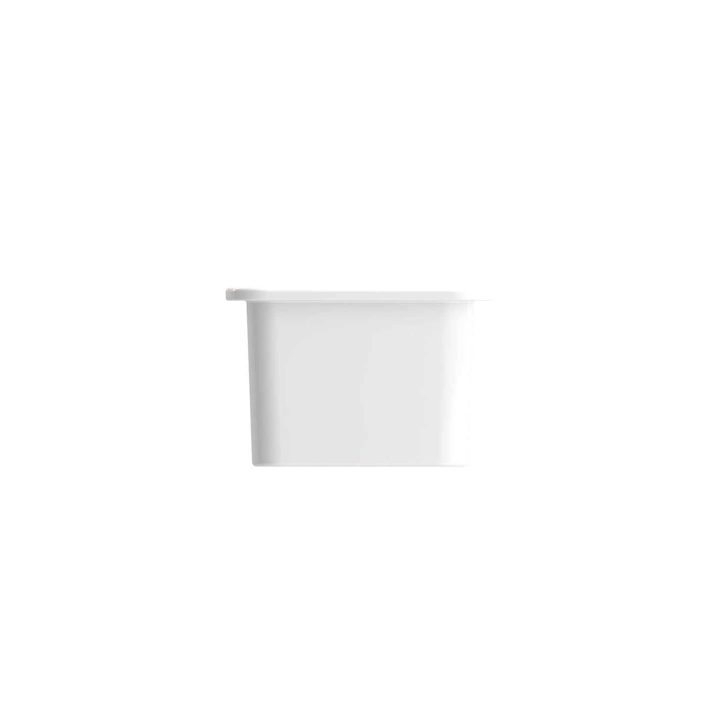 BOCCHI SOTTO 12" Fireclay Modern Undermount Single Bowl Bar Sink with Strainer side right view in white finish