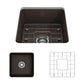 BOCCHI SOTTO 18" Fireclay Modern Undermount Single Bowl Kitchen Sink with Protective Bottom Grid and Strainer