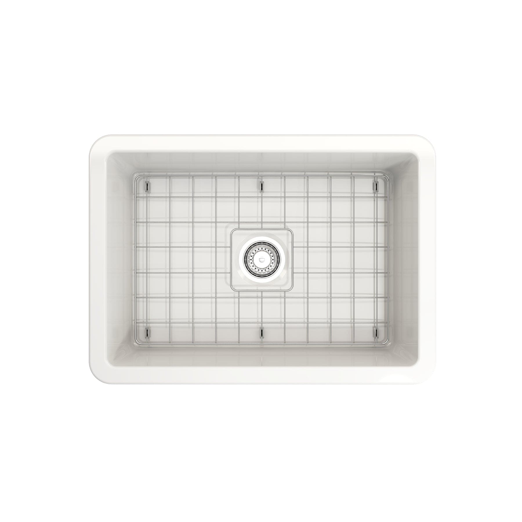 BOCCHI SOTTO 27" Fireclay Modern Undermount Single Bowl Kitchen Sink with Protective Bottom Grid and Strainer, WHITE - 1360-001-0120 - Manor House Sinks