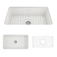 BOCCHI SOTTO 32" Fireclay Modern Undermount Single Bowl Kitchen Sink with Protective Bottom Grid and Strainer