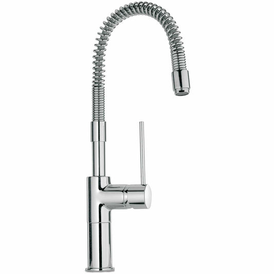 LATOSCANA Elba Spring Spout Kitchen Faucet Stream Only Chrome front view showcasing chrome finish and flexible spring design.