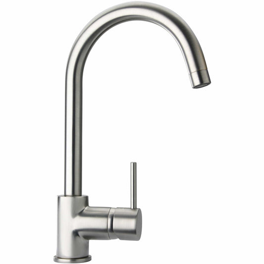 LATOSCANA Elba Single Handle Pull-Out Kitchen Faucet Chrome front view in brushed nickel finish
