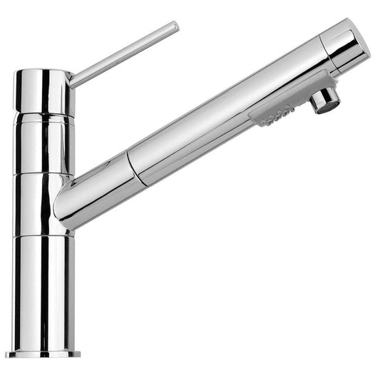 LATOSCANA Elba Low Arc Single Handle Kitchen Faucet Chrome right side view showcasing chrome finish and low-profile design