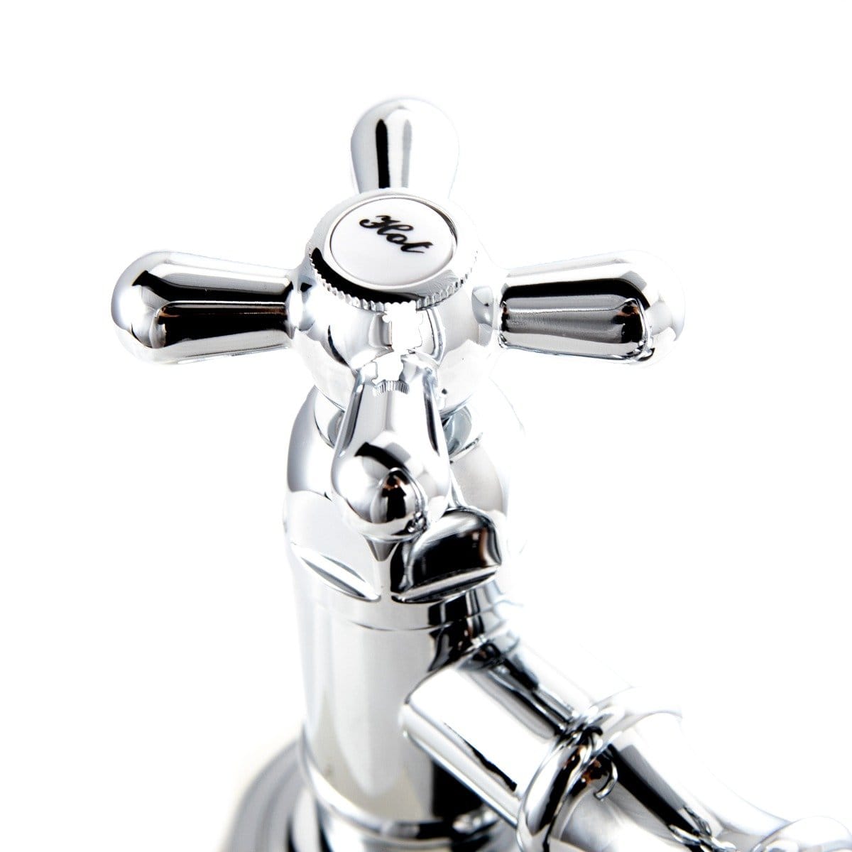 ZLINE Mona Chrome Widespread Kitchen Faucet MNA-KF-CH close-up of the elegant cross handle design.