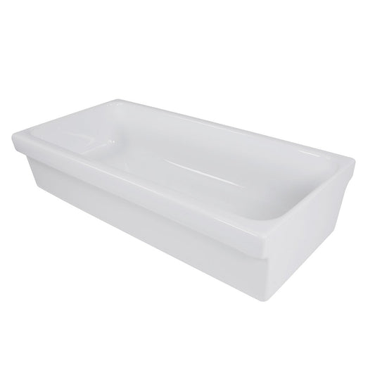 Nantucket 35.5" Rectangular Italian Fireclay Vessel Sink - Canal35-90 showcasing elegant white fireclay design.