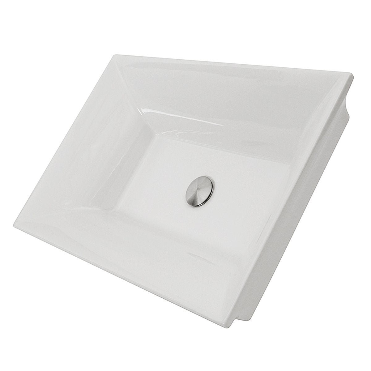 Nantucket Cannes Italian Fireclay Vanity Sink - RC73040W in white, semi-recessed contemporary design.