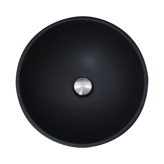 Nantucket Drake Fireclay Hand-Decorated Vanity Sink, Matte Black - RC7040GMS-MB top view showing sleek design.