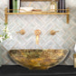 Nantucket Drake Fireclay Hand-Decorated Vanity Sink, Matte Black - RC7040GMS-MB - Manor House Sinks