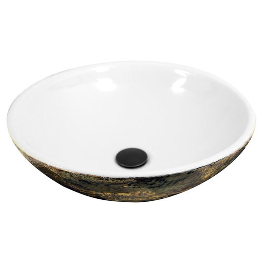 Nantucket Drake Fireclay Hand-Decorated Vanity Sink. White - RC7040GMS-W, artisan Italian design with a unique finish.
