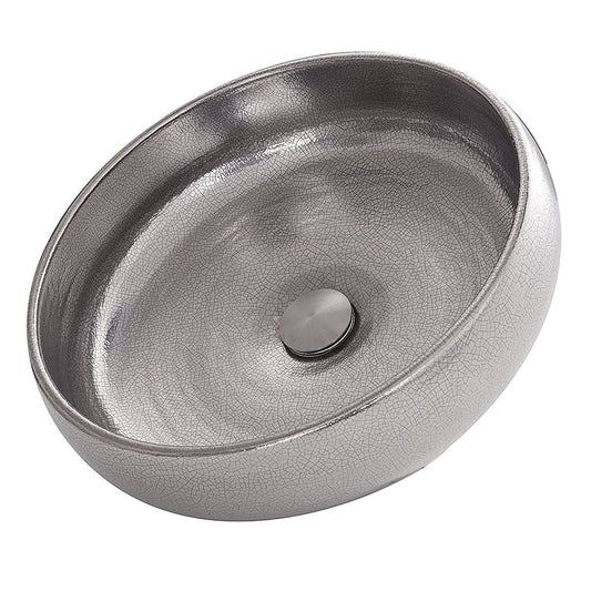 Nantucket Monte Carlo Italian Fireclay Vanity Sink - RC72030P in elegant silver finish with handcrafted details.