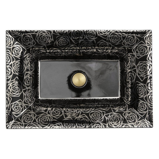 Nantucket Porto Cervo Italian Fireclay Vanity Sink - RC73040PR with elegant rose pattern design.