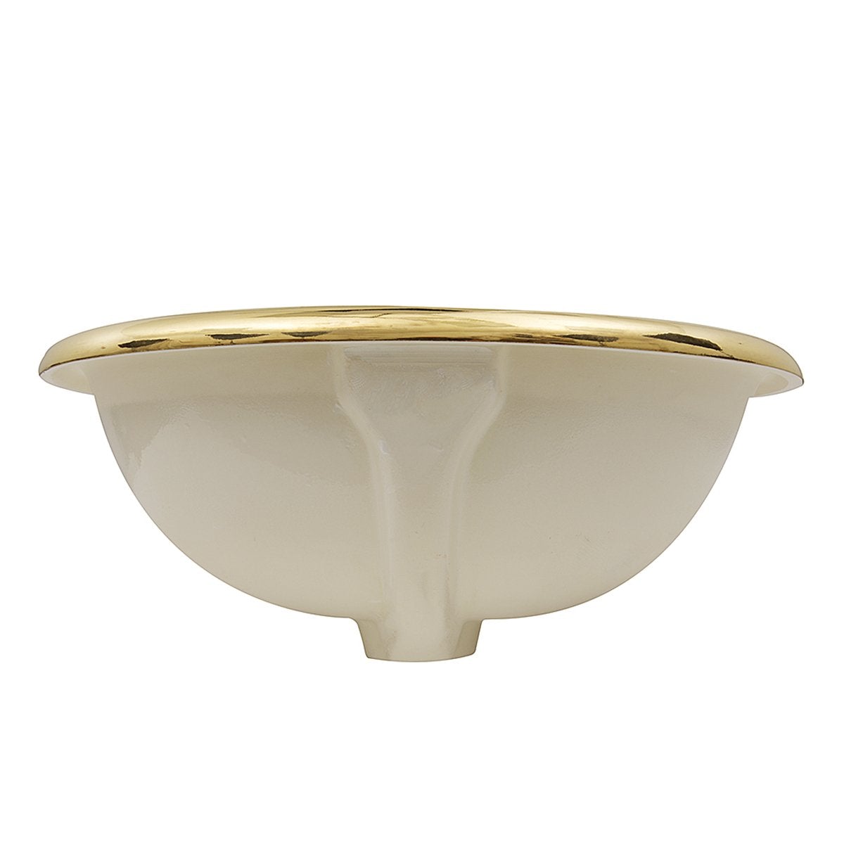 Nantucket Sanremo Italian Fireclay Vanity Sink - RC73240GS with elegant gold rim and smooth cream finish.
