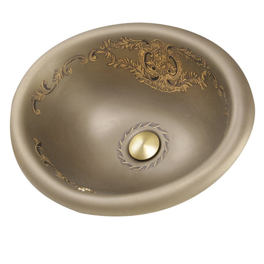 Nantucket St. Louis Italian Fireclay Vanity Sink - RC73240BHY with elegant gold detailing and unique design.