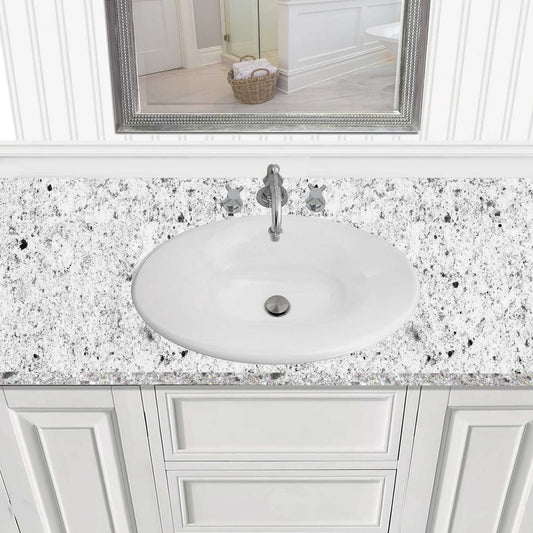 Nantucket Tortola Italian Fireclay Vanity Sink - RC70640W on a stylish bathroom countertop