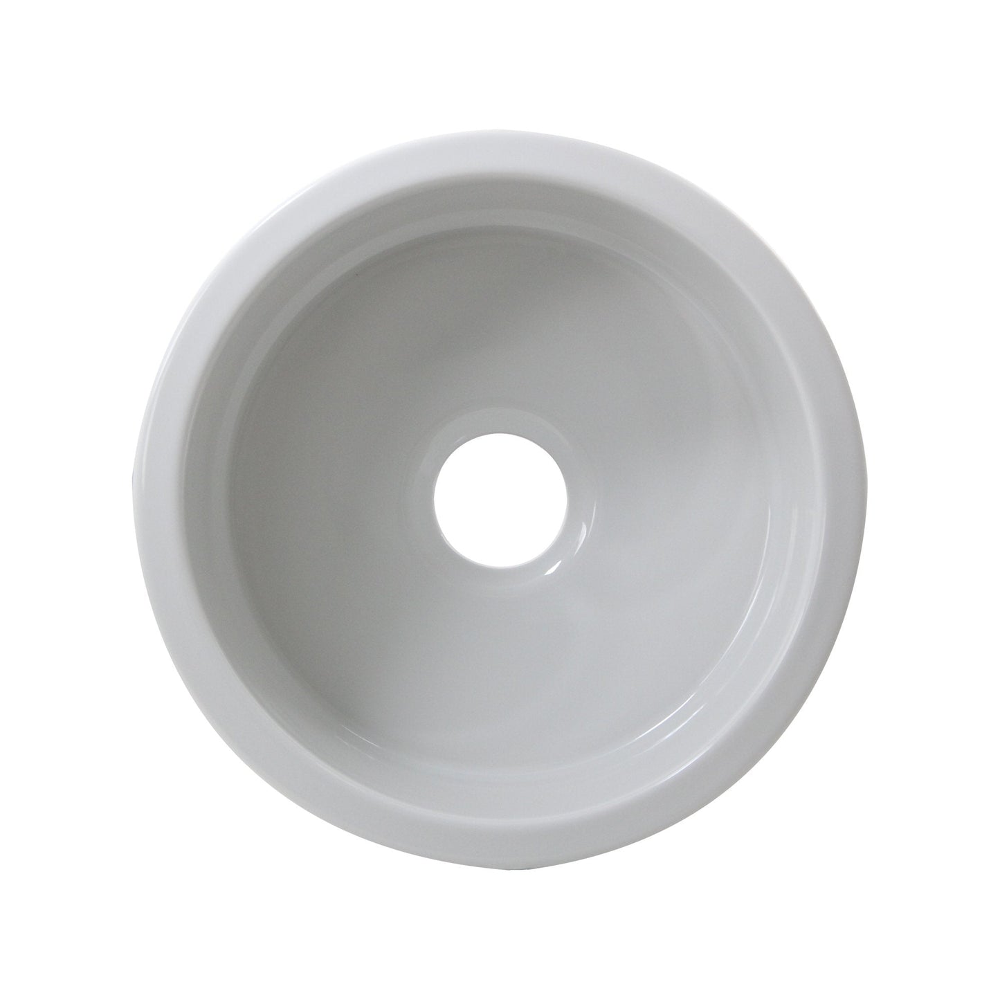 Nantucket 18" Fireclay Round Bar-Prep Sink - Hyannis-18 top view featuring high gloss white finish.