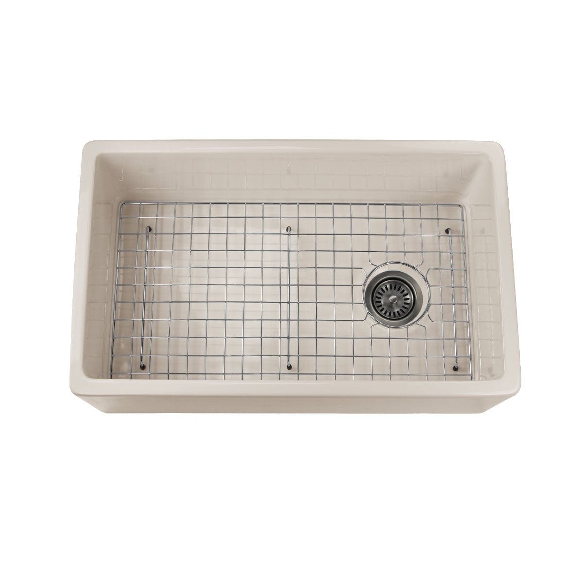 Nantucket 30" Bisque Fireclay Farmhouse Kitchen Sink Offset Drain with Grid - FCFS30B - Manor House Sinks