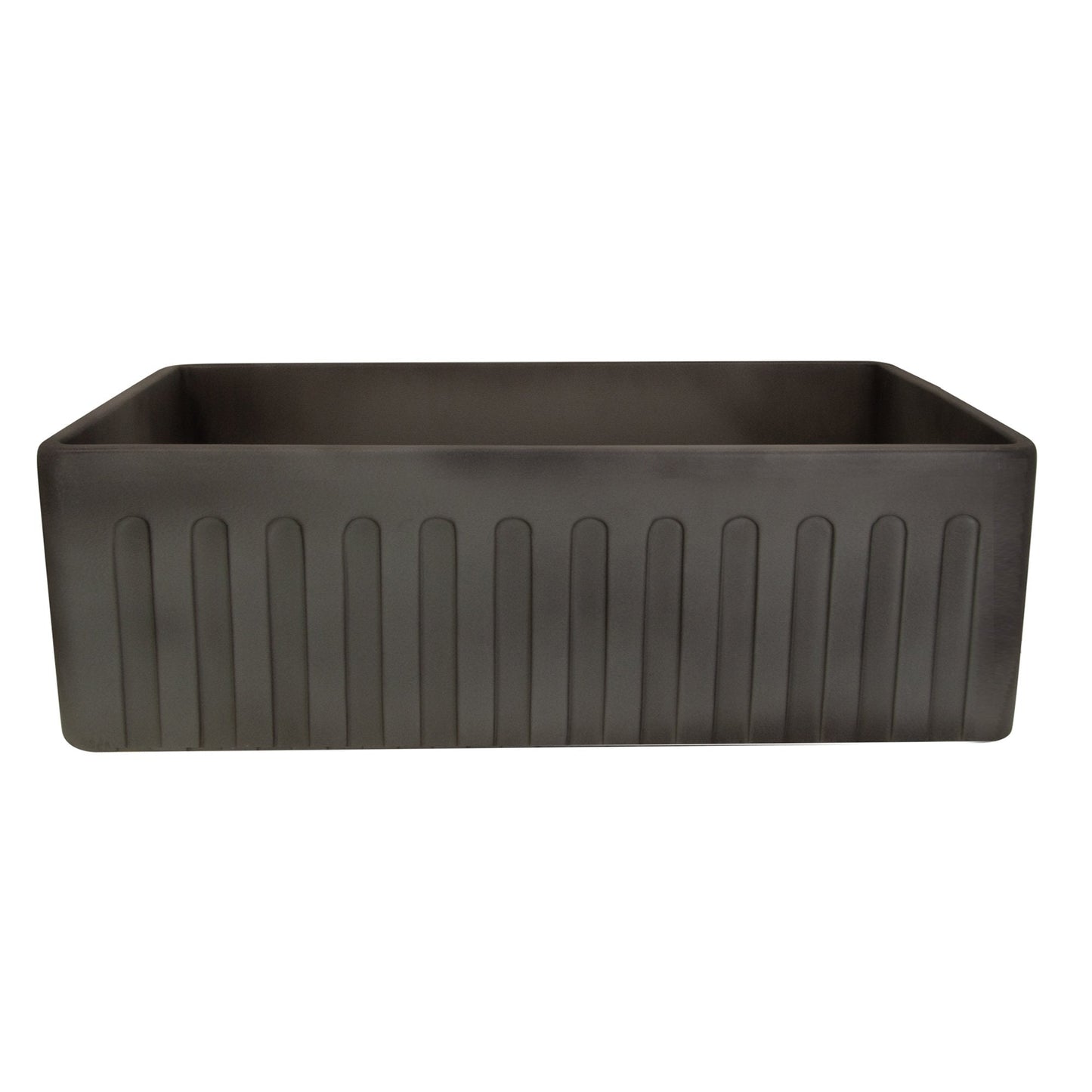Nantucket 30" Farmhouse Fireclay Sink with Concrete Finish - FCFS3020S-Concrete featuring elegant fluted detailing.
