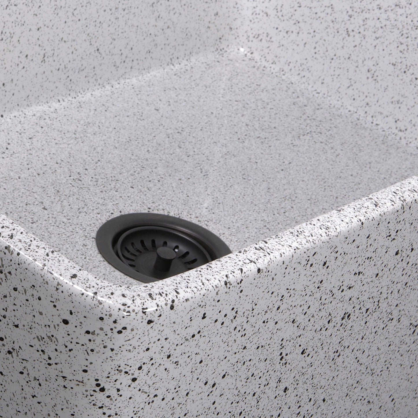 Nantucket 30" Farmhouse Fireclay Sink with Pietra Sarda Finish - FCFS3020S-PietraSarda close-up view of sink interior.