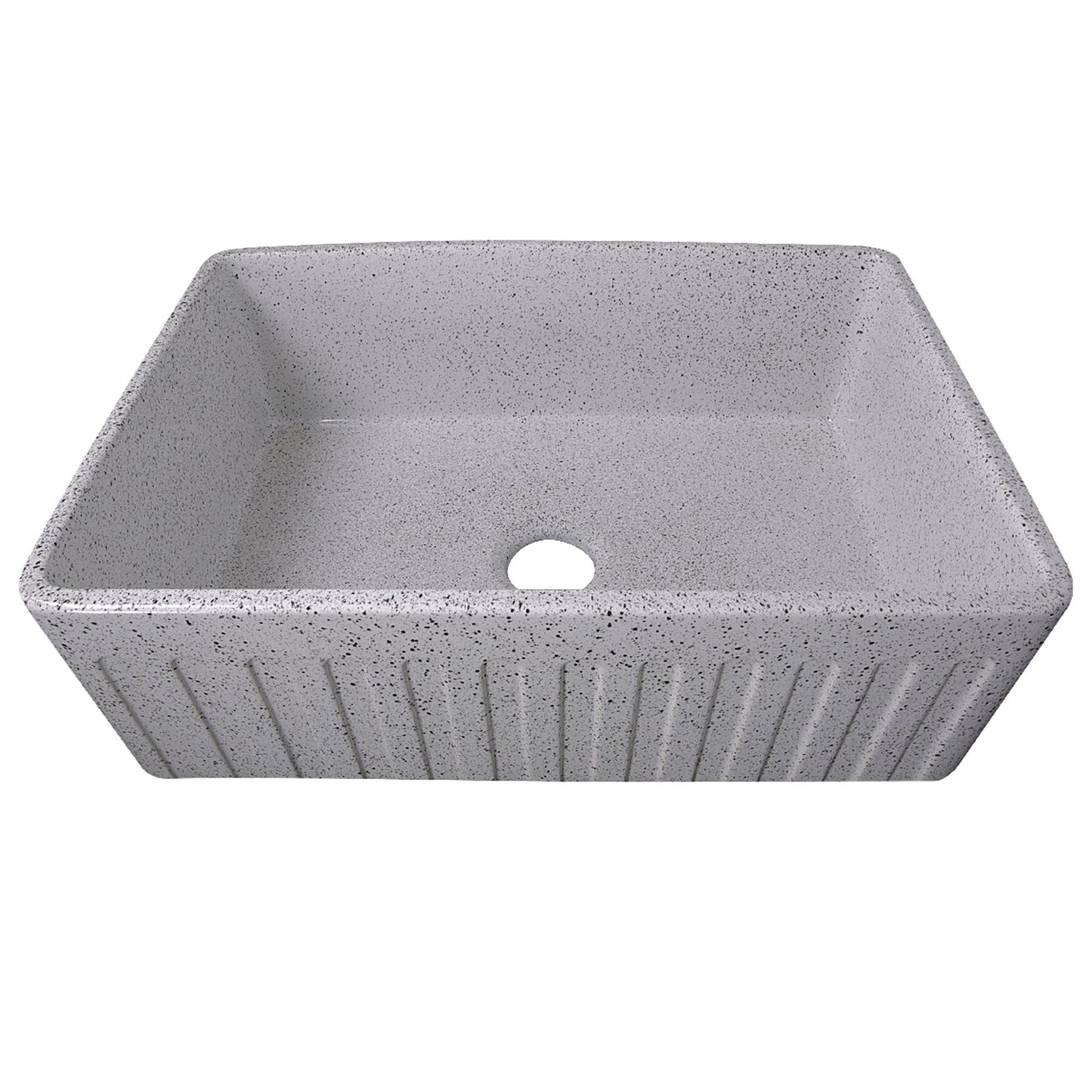 Nantucket 30" Farmhouse Fireclay Sink with Pietra Sarda Finish - FCFS3020S-PietraSarda in speckled gray design.