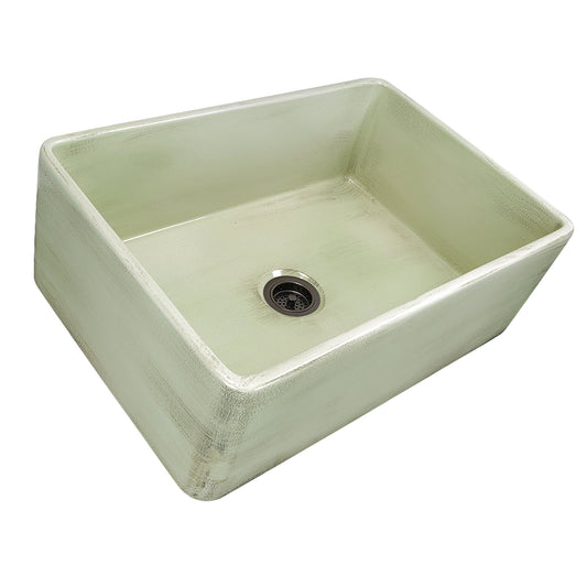 Nantucket 30" Farmhouse Fireclay Sink with Shabby Green Finish - FCFS3020S-ShabbyGreen