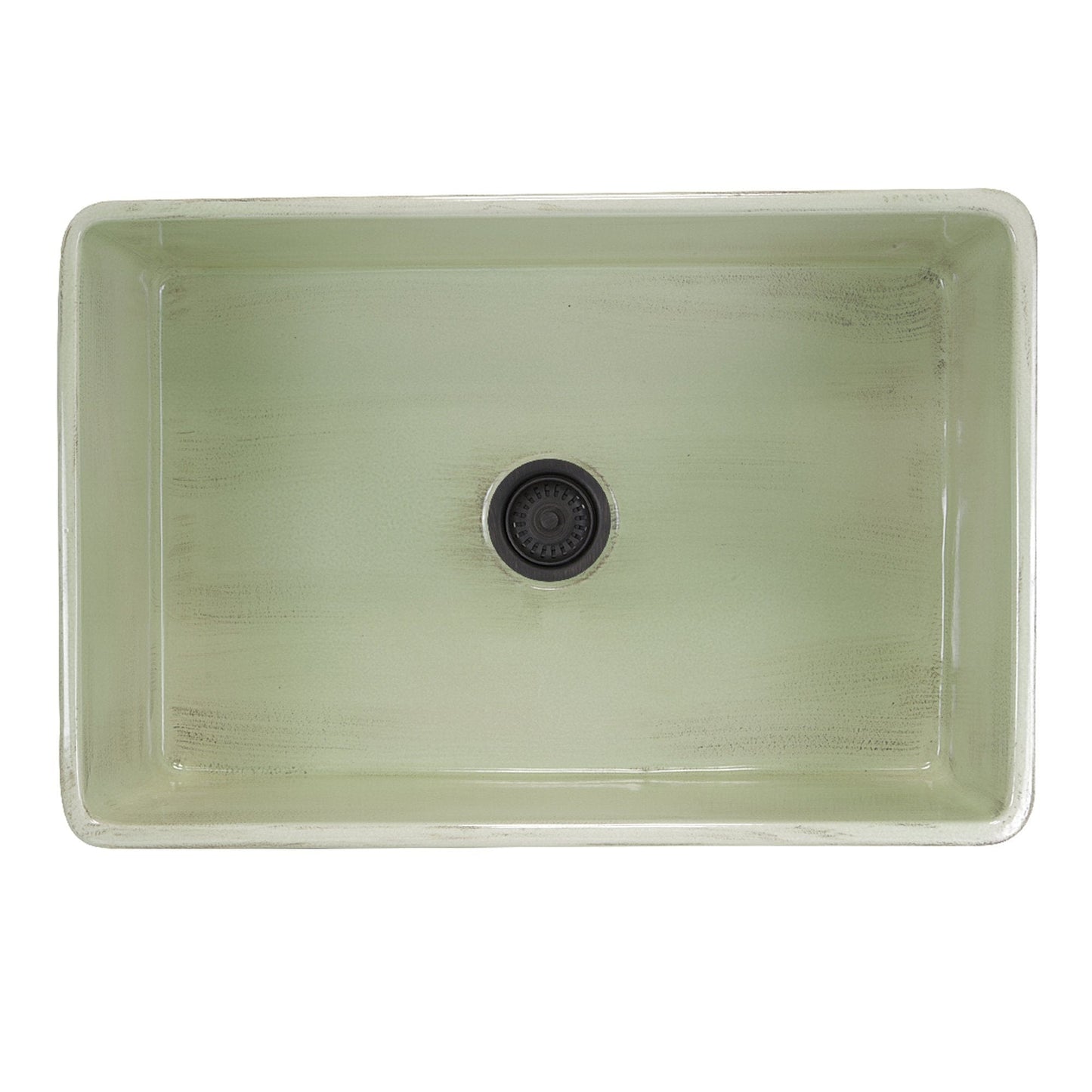 Nantucket 30" Farmhouse Fireclay Sink with Shabby Green Finish - FCFS3020S-ShabbyGreen, top view of the sink.