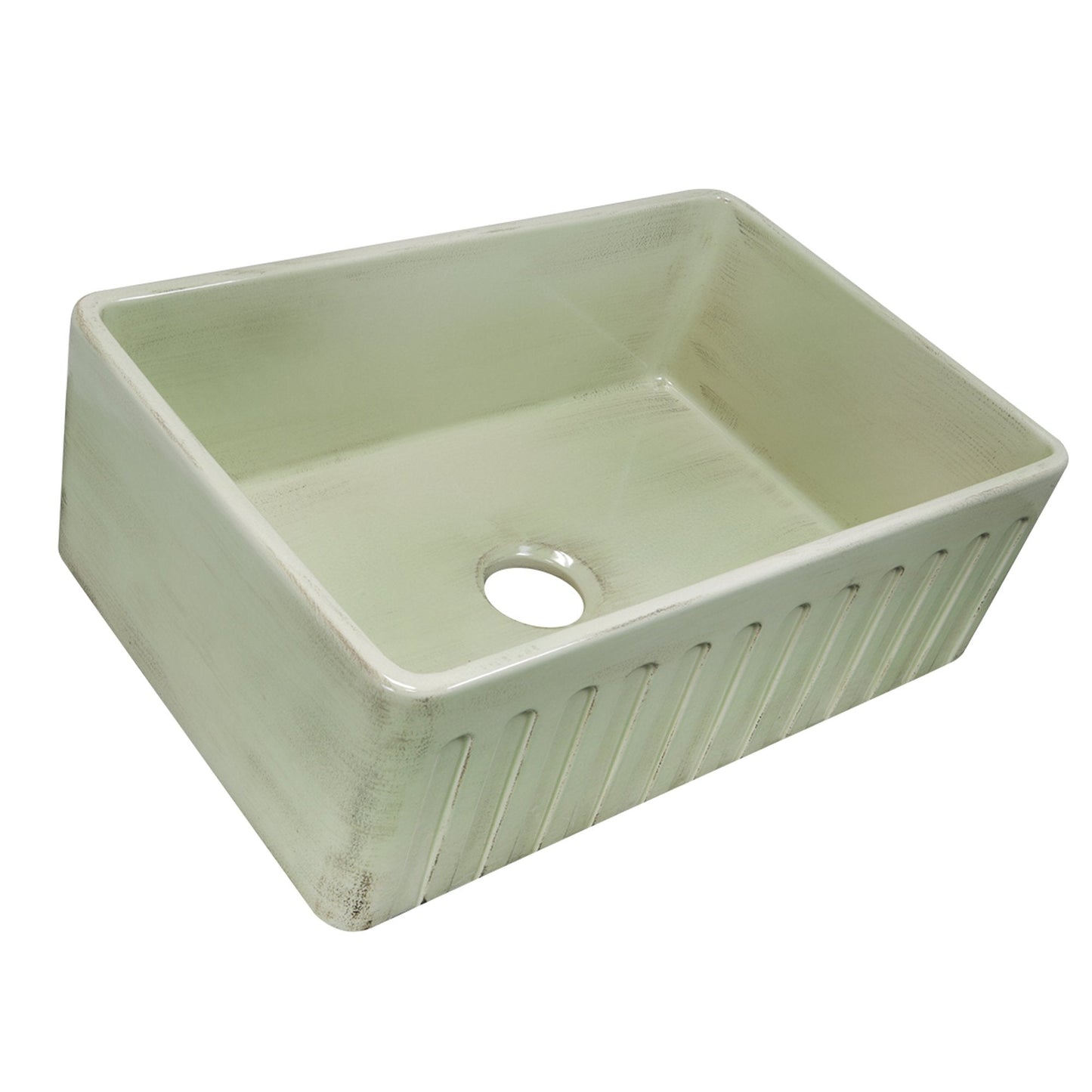 Nantucket 30" Farmhouse Fireclay Sink with Shabby Green Finish - FCFS3020S-ShabbyGreen in a modern design.