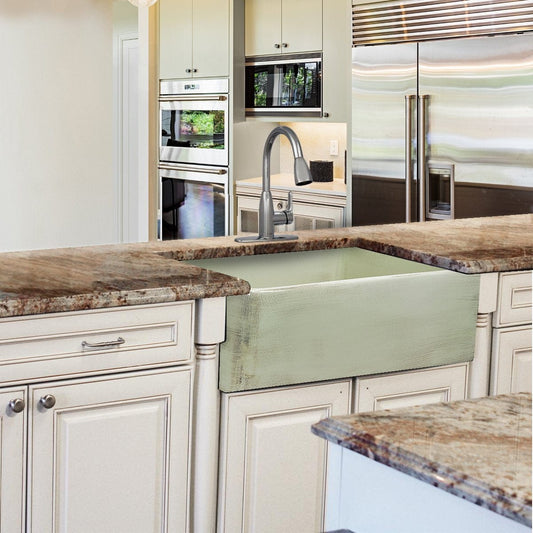 Nantucket 30" Farmhouse Fireclay Sink with Shabby Green Finish - FCFS3020S-ShabbyGreen in modern kitchen design