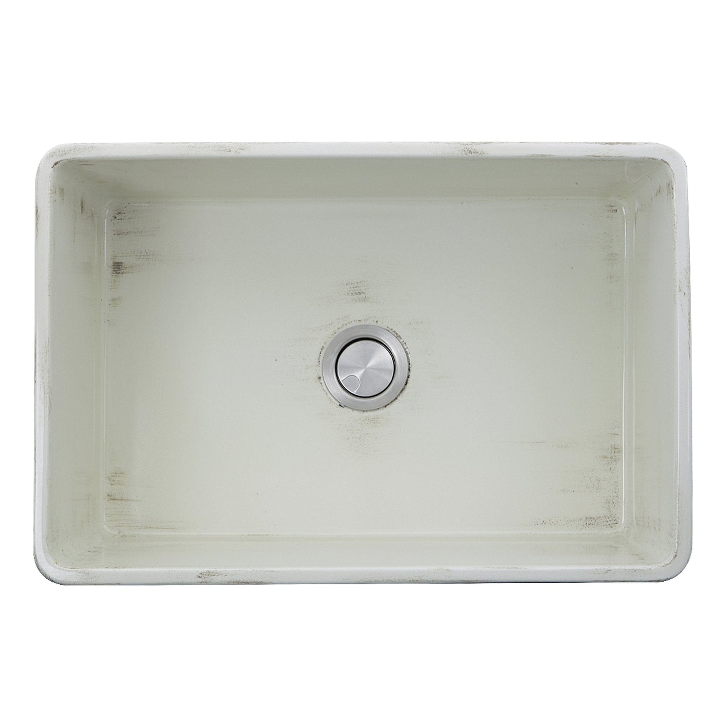 Nantucket 30" Farmhouse Fireclay Sink with Shabby Straw Finish - FCFS3020S-ShabbyStraw top view showcasing its spacious interior.