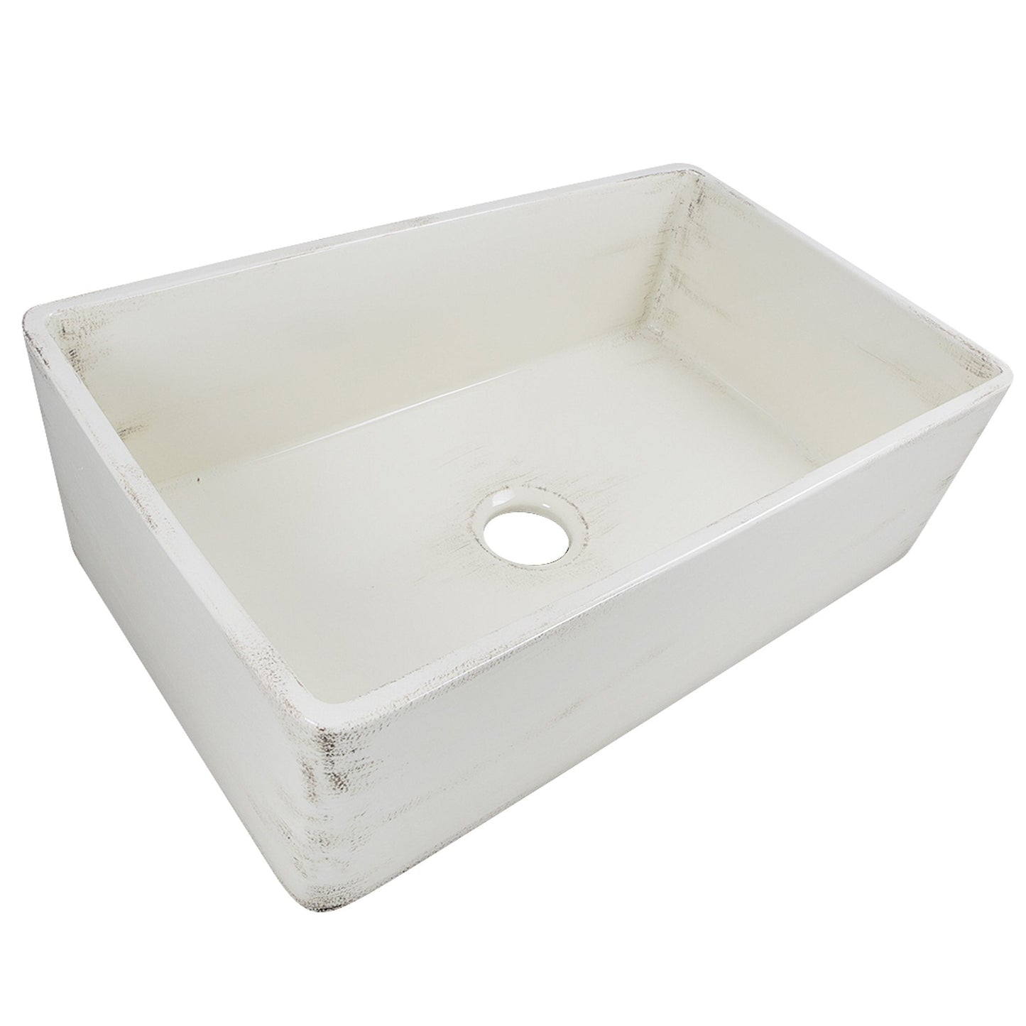 Nantucket 30" Farmhouse Fireclay Sink with Shabby Straw Finish - FCFS3020S-ShabbyStraw in elegant white design.