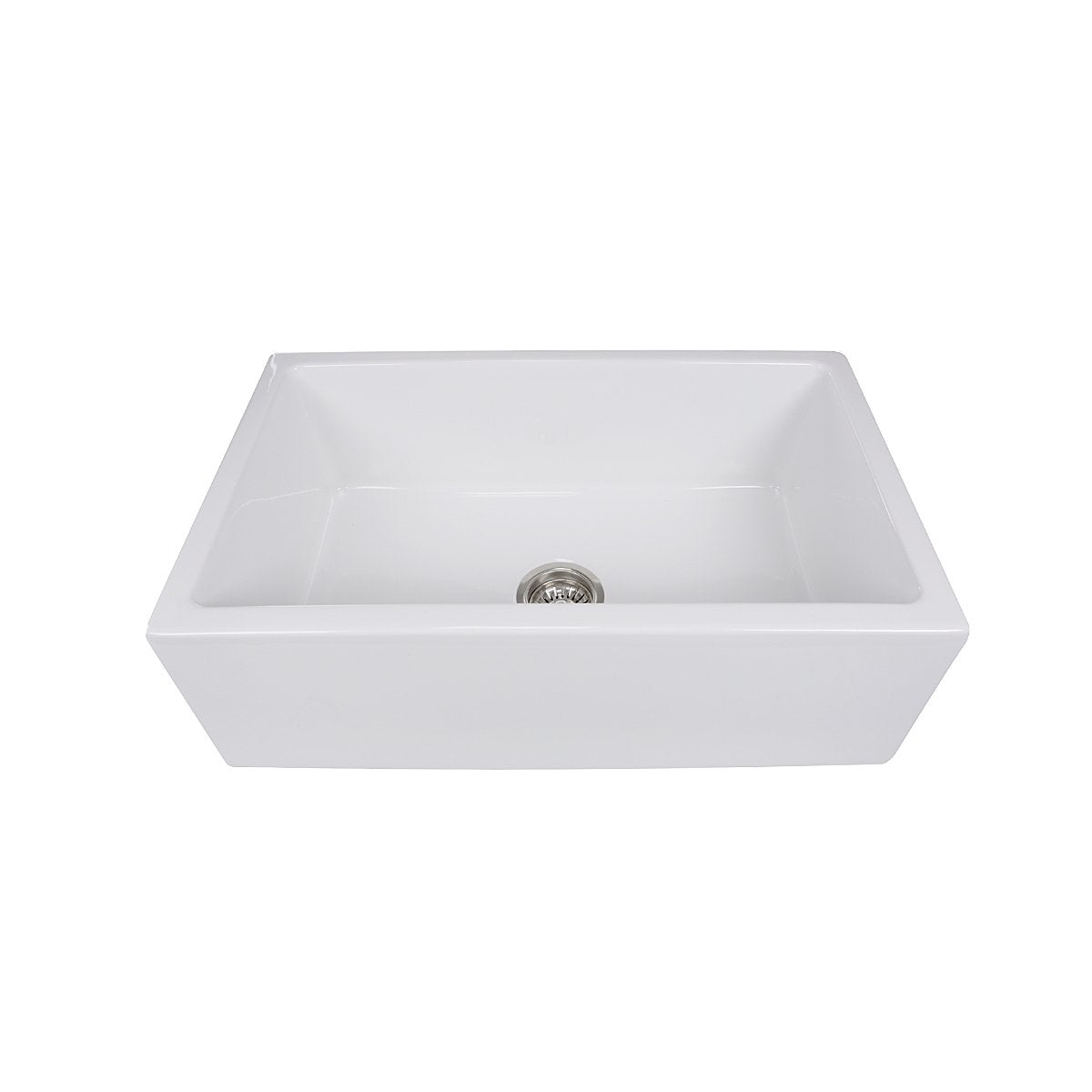 Nantucket 30" Italian Farmhouse Fireclay Sink - Hyannis-30 front view in polished white finish