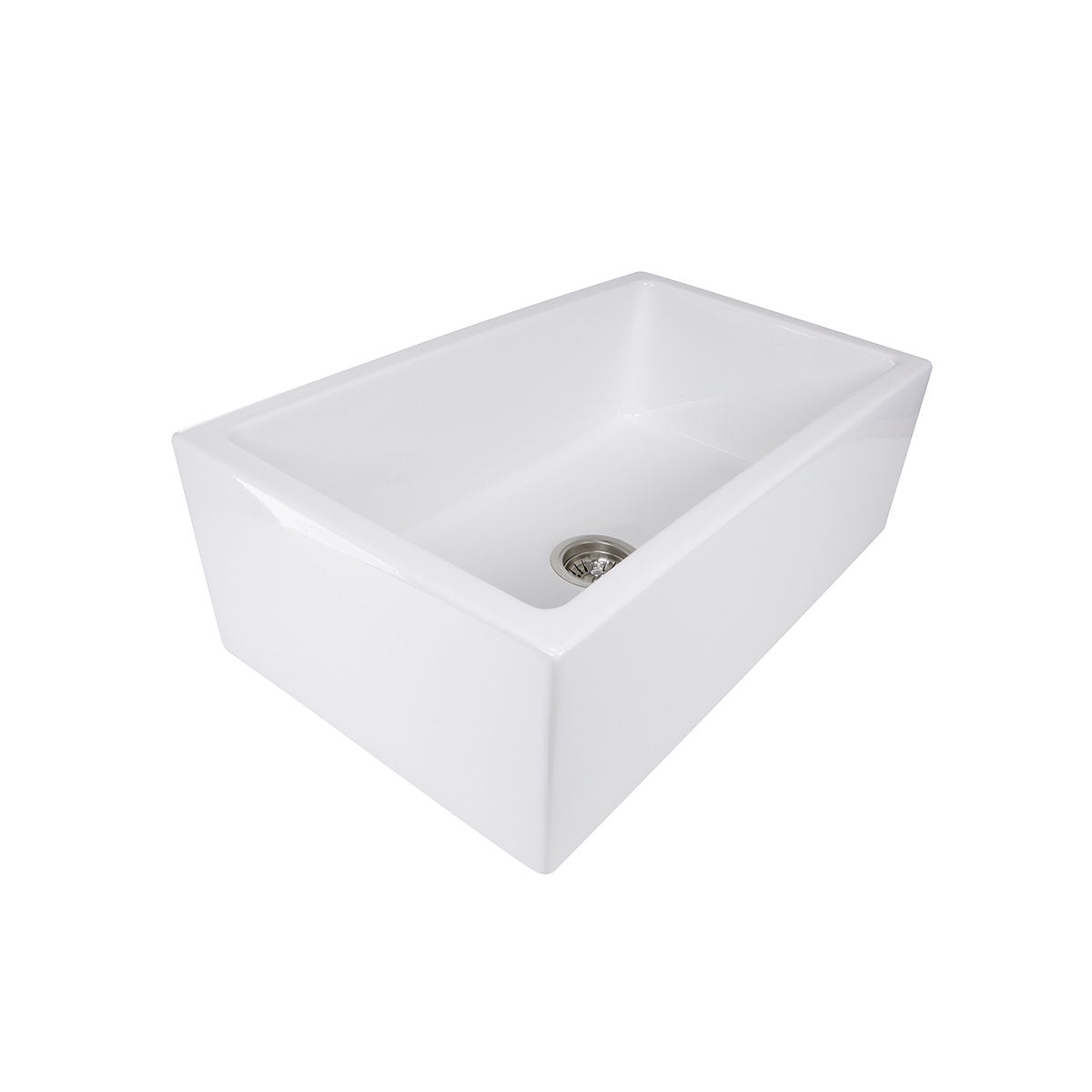 Nantucket 30" Italian Farmhouse Fireclay Sink - Hyannis-30 with polished white finish and single bowl design.