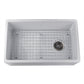 Nantucket 30" White Fireclay Farmhouse Sink Offset Drain with Grid - FCFS30