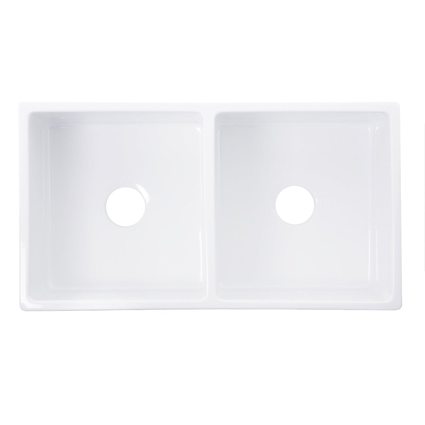 Nantucket 33" Double Bowl Farmhouse Fireclay Sink with Filigree Apron - FCFS3318D-Filigree top view