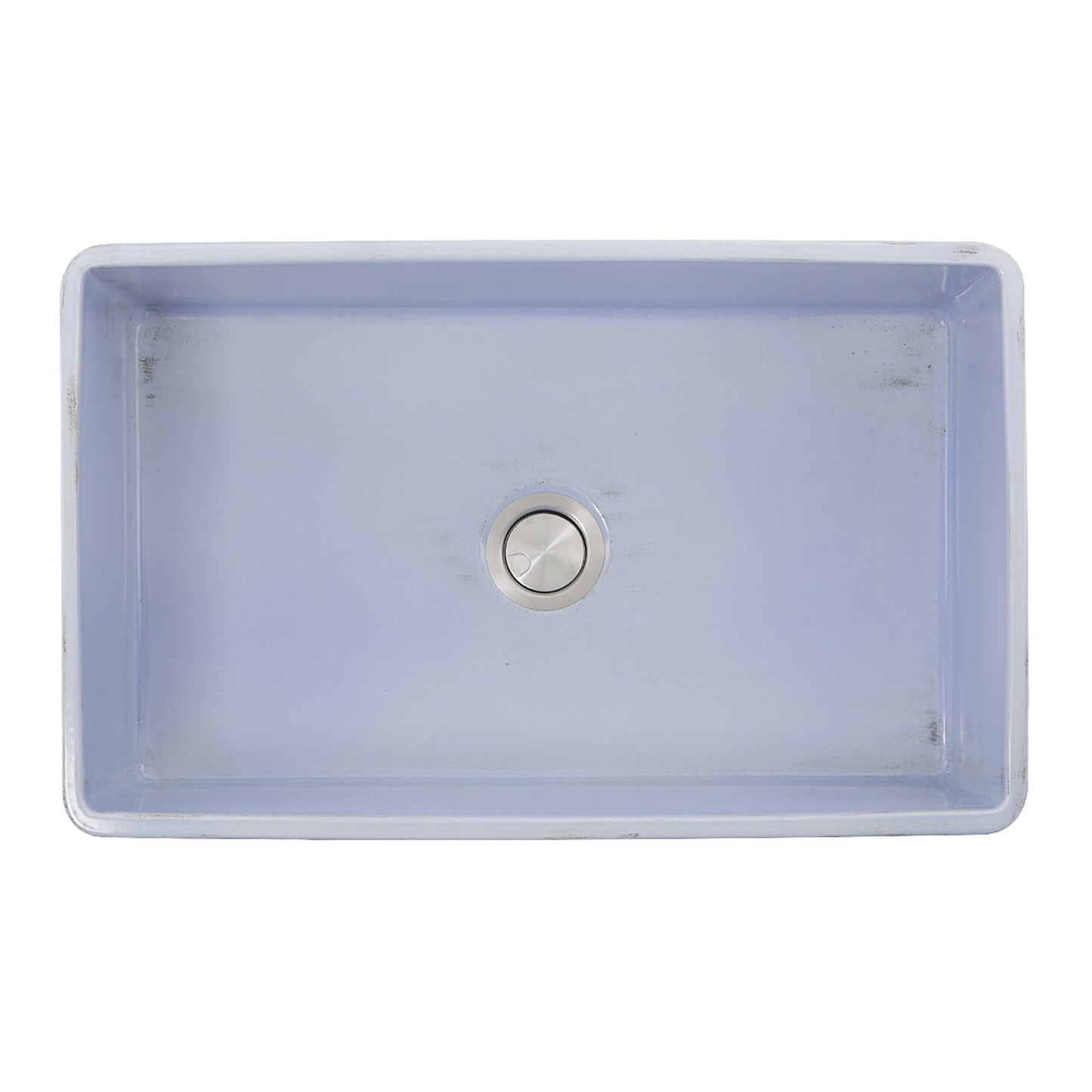 Nantucket 33" Farmhouse Fireclay Sink with Shabby Sugar Finish - FCFS3320S-ShabbySugar, showing top view and design details.