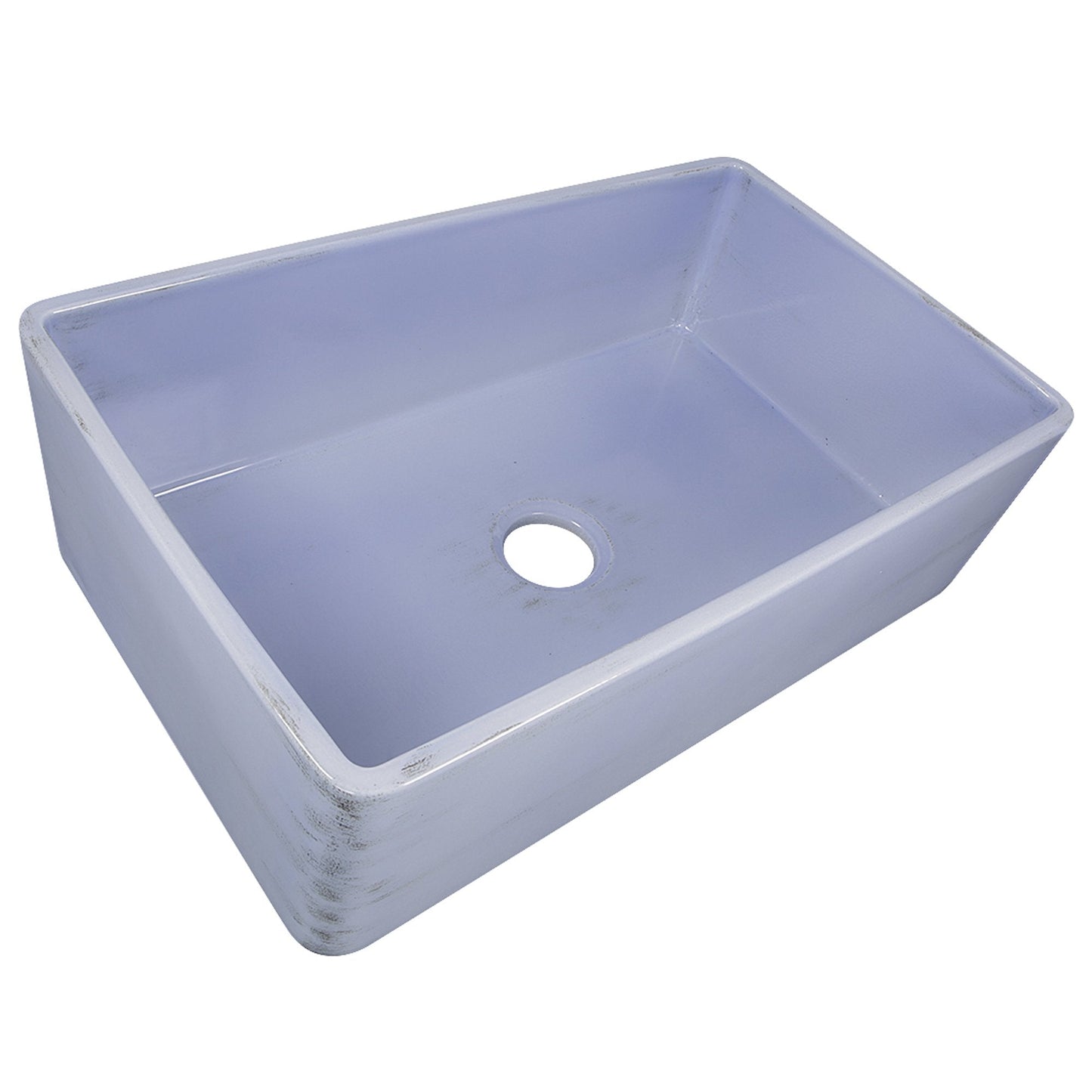 Nantucket 33" Farmhouse Fireclay Sink with Shabby Sugar Finish - FCFS3320S-ShabbySugar showcasing hand-distressed design.