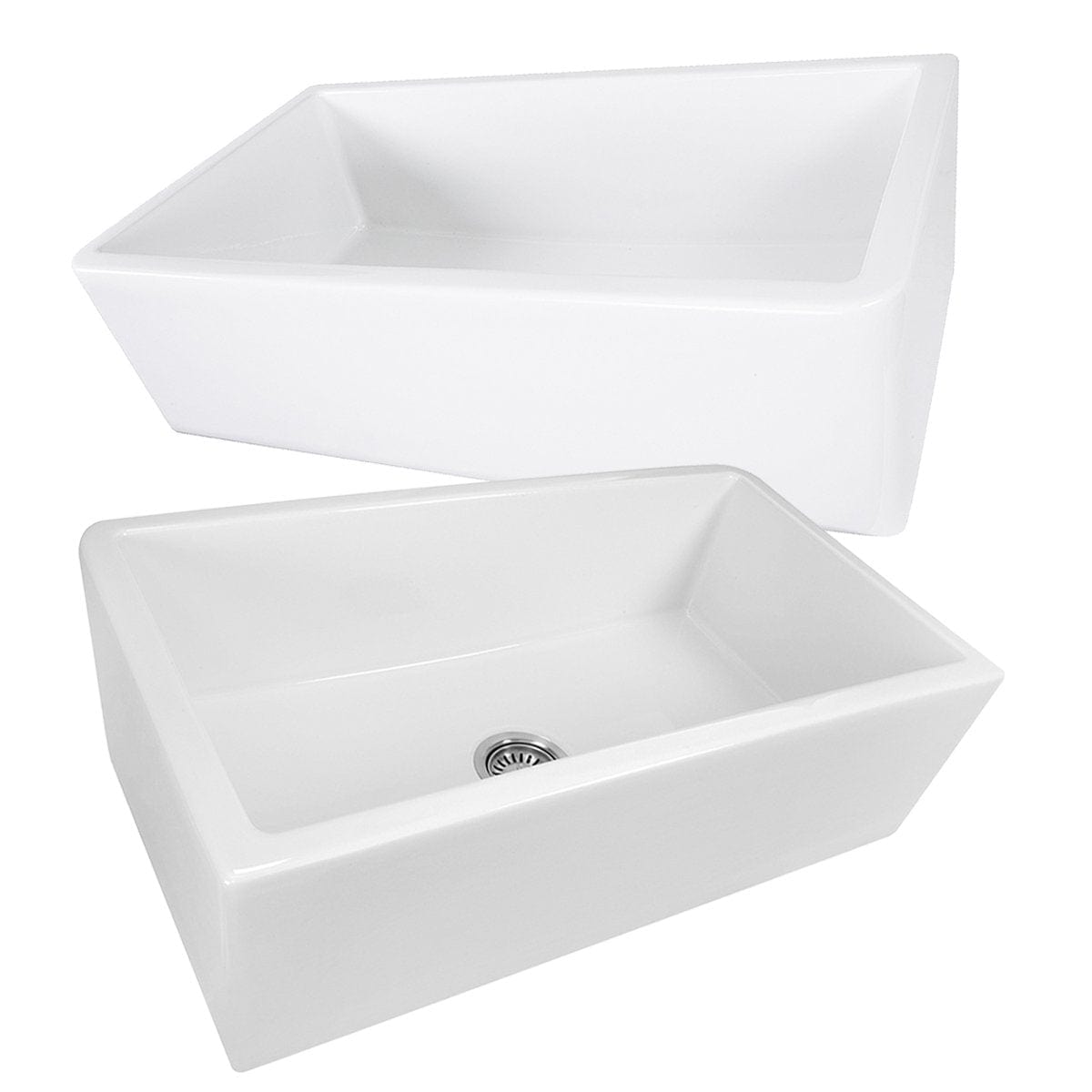 Nantucket 33" Italian Farmhouse Fireclay Sink - Harwich-33 showcasing its reversible design for modern and traditional kitchens.