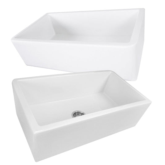 Nantucket 33" Italian Farmhouse Fireclay Sink - Harwich-33 showcasing its reversible design for modern and traditional kitchens.