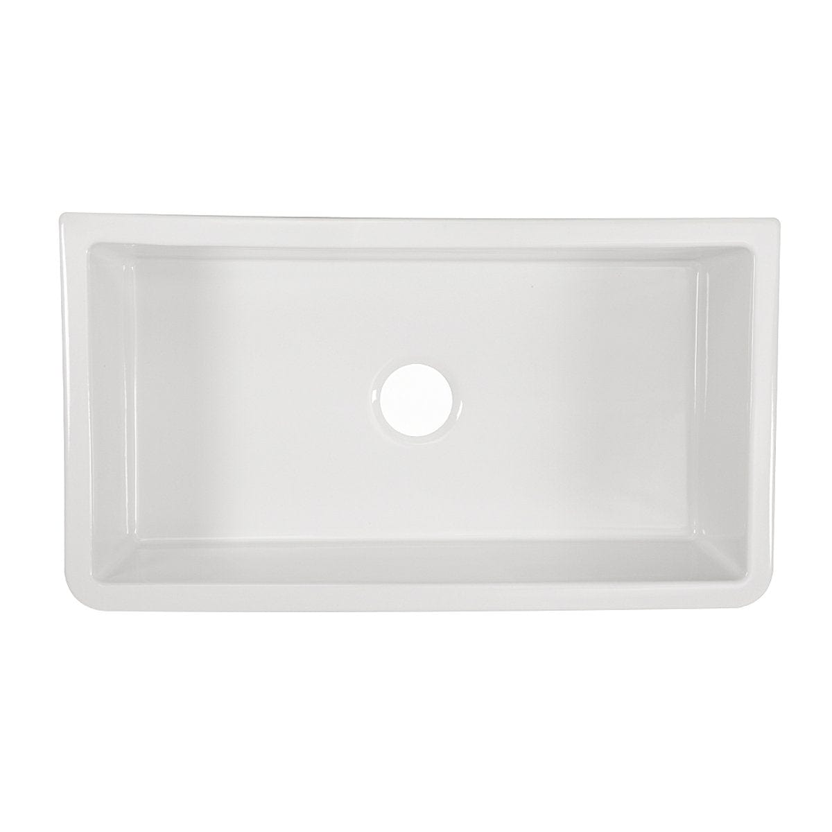 Nantucket 33" Italian Farmhouse Fireclay Sink - Harwich-33 top view showing single bowl design.