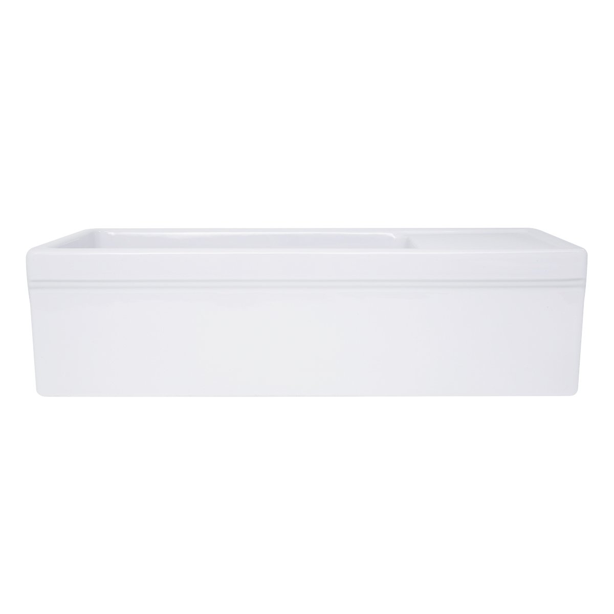 Nantucket 36" Italian Farmhouse Fireclay Sink with Built-In Drainboard - FCFS36-DB, displayed from the front view.