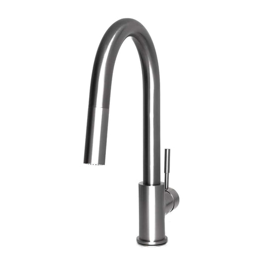 ZLINE Arthur Kitchen Faucet with extended reach for maximum workspace coverage in sleek stainless steel design.