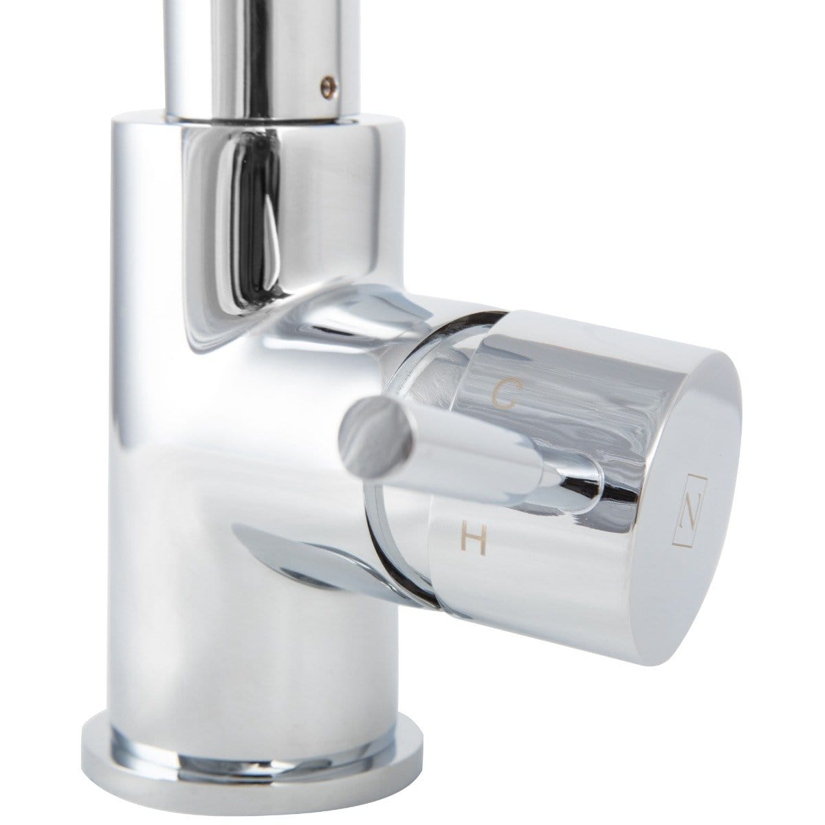 ZLINE Gemini Kitchen Faucet close-up showing sleek chrome handle and modern design features.