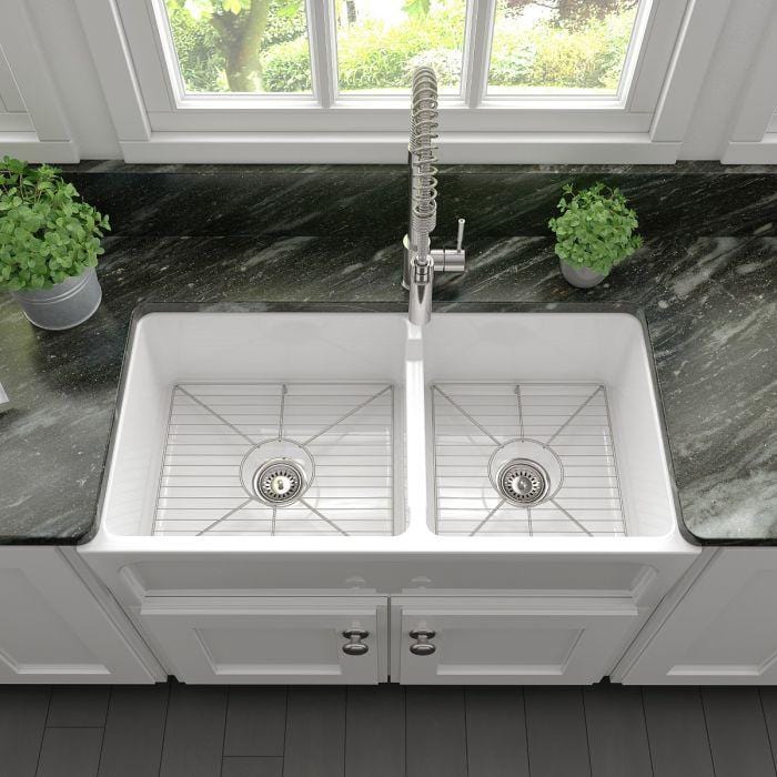 ZLINE Palermo Farmhouse Reversible Fireclay Sink in White Gloss (FRC5121-WH-36)