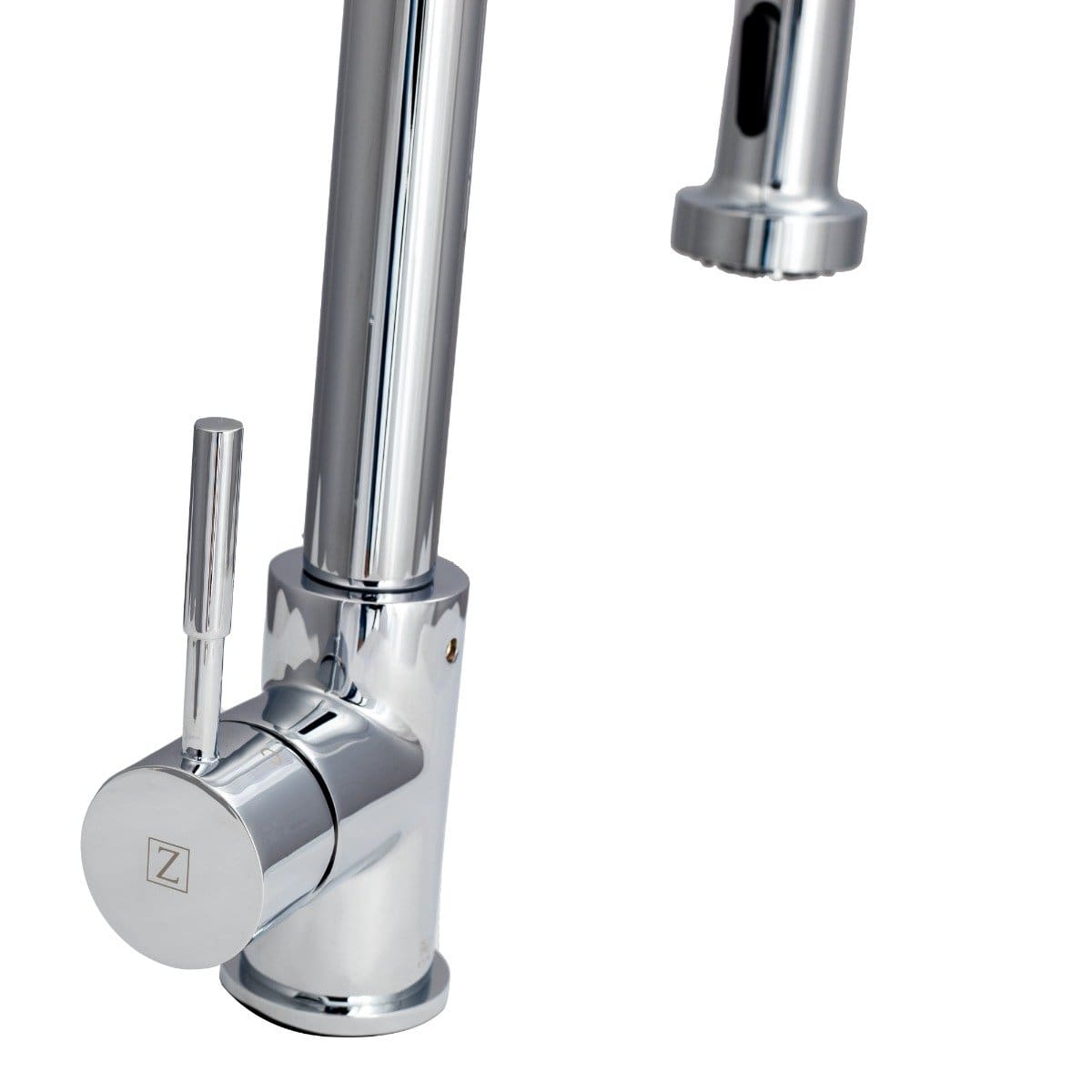 ZLINE Apollo Kitchen Faucet featuring a sleek chrome finish and pull-down sprayer for professional kitchen performance.