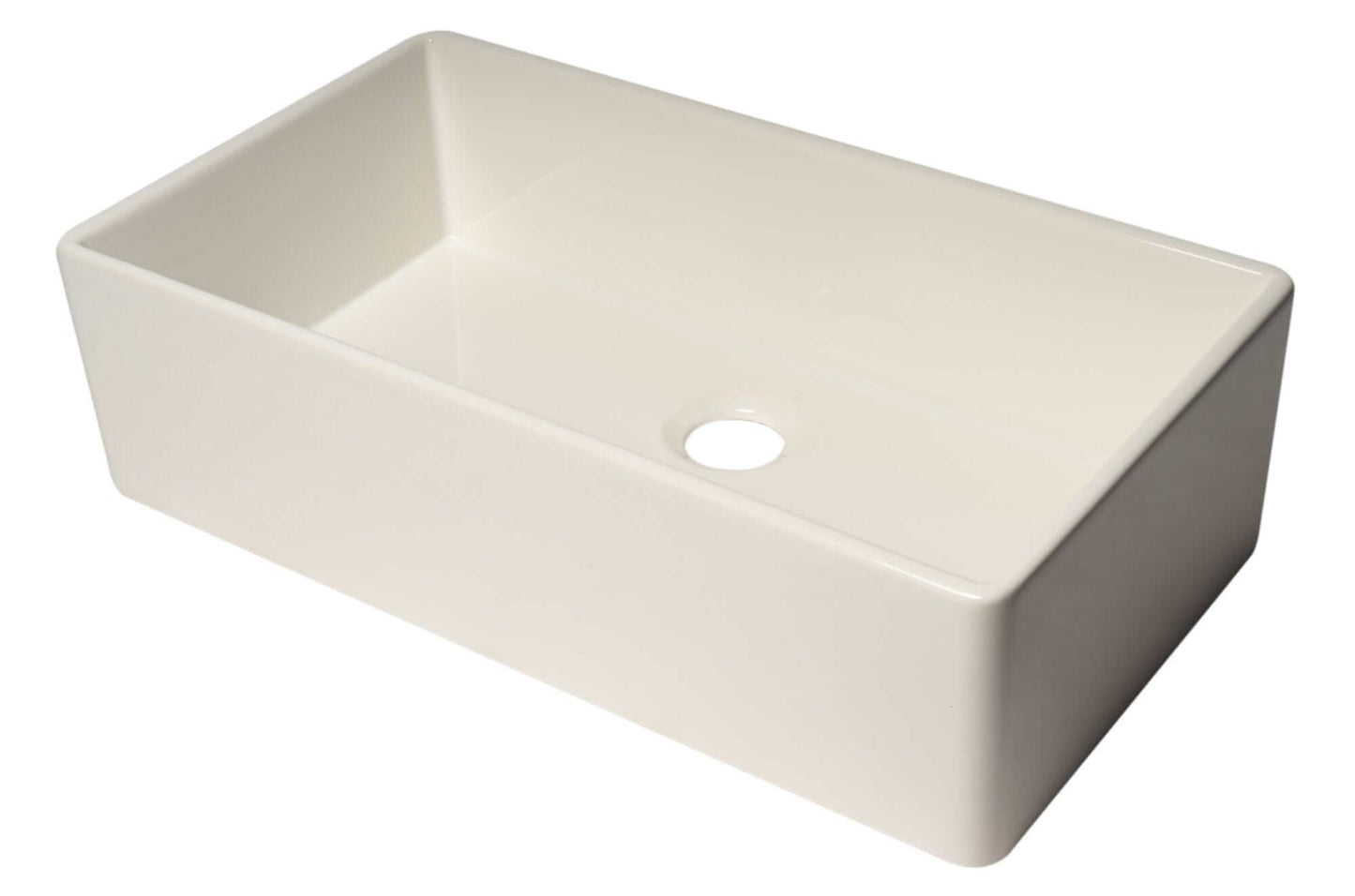 ALFI 36" Smooth Apron Single Bowl Fireclay Farm Sink AB536-W in pristine white finish.