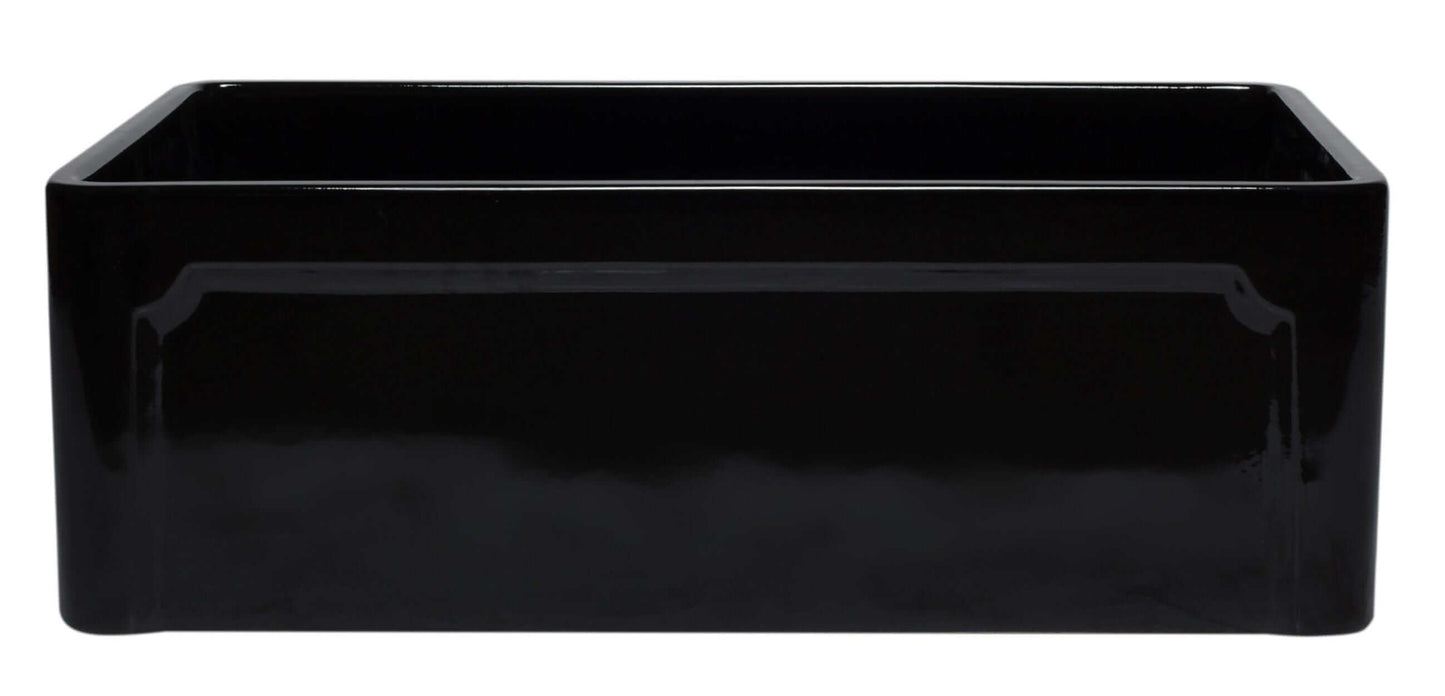 ALFI 30" Black Reversible Single Fireclay Farm Kitchen Sink AB3020SB-BG, featuring a lustrous black gloss finish.