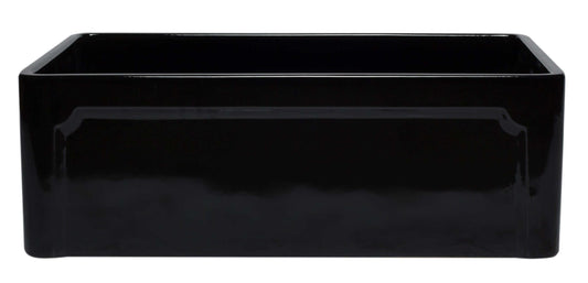 ALFI 30" Black Reversible Single Fireclay Farm Kitchen Sink AB3020SB-BG, featuring a lustrous black gloss finish.