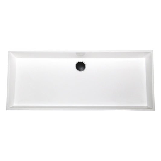 Nantucket Rectangle White Glacierstone Sink - NS-GSTR36 with sleek rectangular design and single drain hole, perfect for luxury bathrooms.