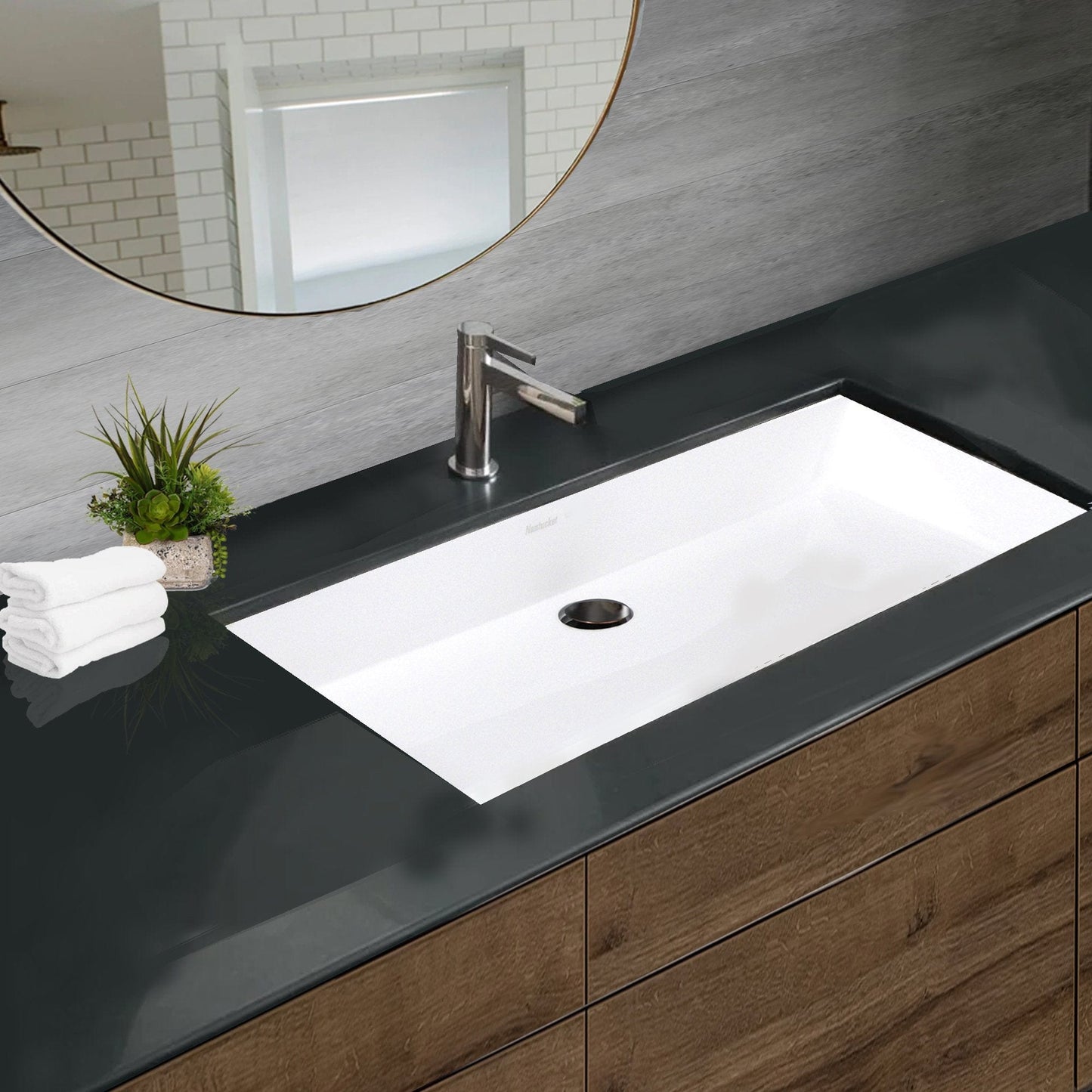 Nantucket Rectangle White Glacierstone Sink - NS-GSTR36