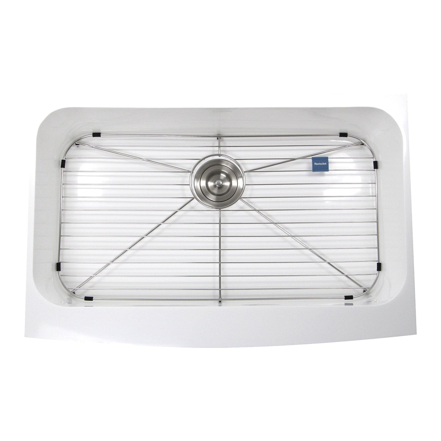 Nantucket Retrofit Glacierstone Single Bowl EZApron Kitchen Sink - NS-GSEZA32S top view with protective grid