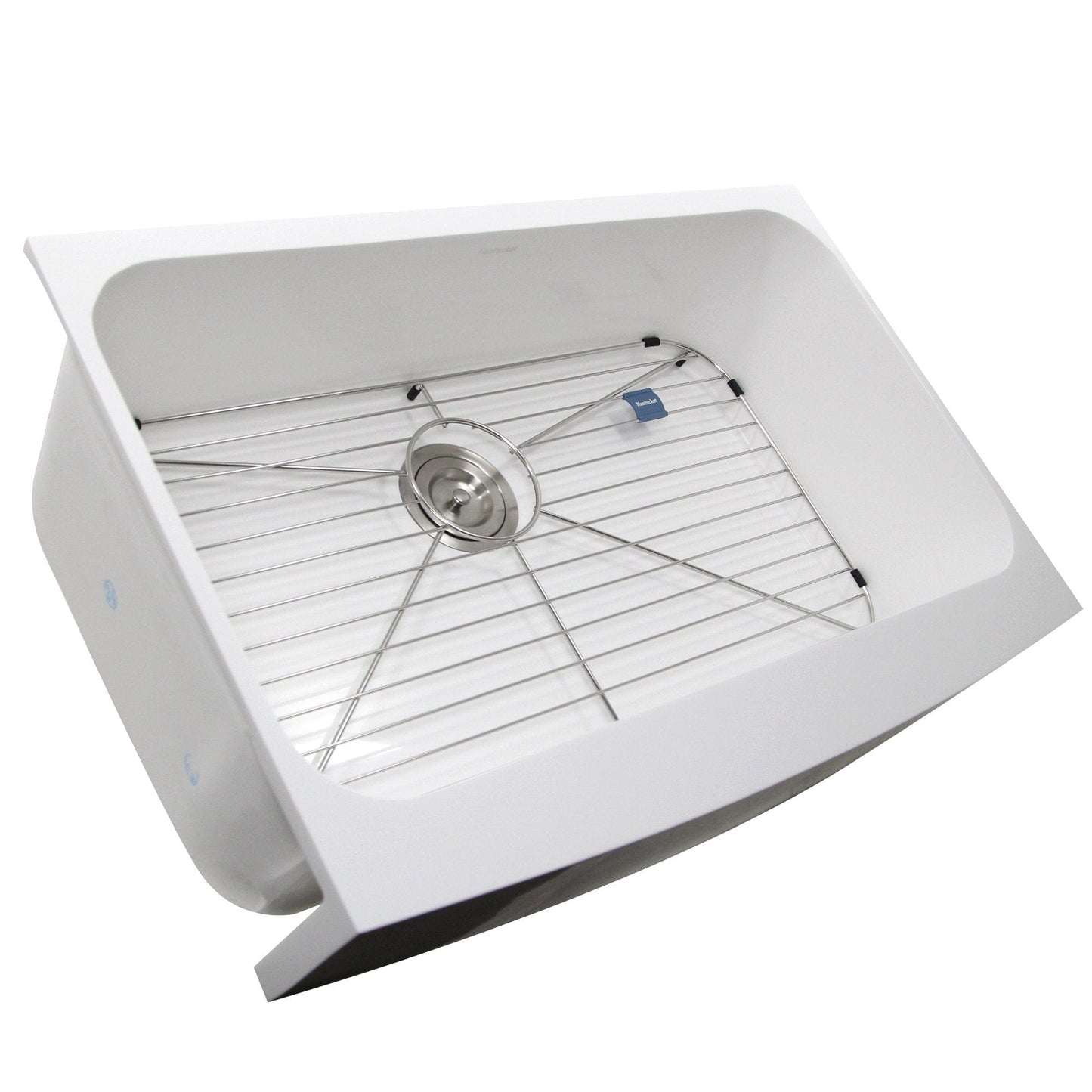 Nantucket Retrofit Glacierstone Single Bowl EZApron Kitchen Sink - NS-GSEZA32S with wire rack interior.